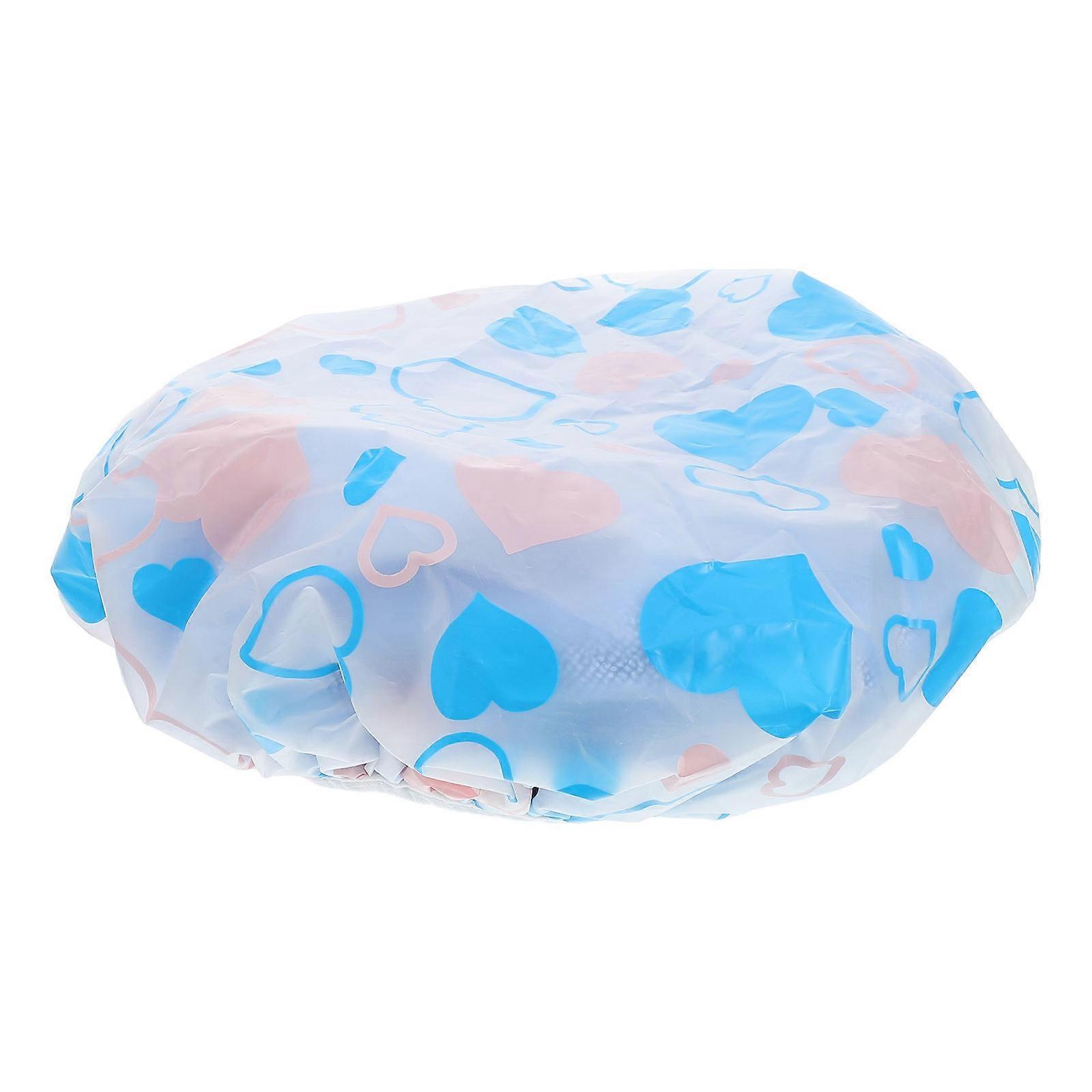 Double Layer Shower Cap Towel Hat Reusable Soft Absorbent Hair Cover for Bath Spa Drying and Treatments Heart Design