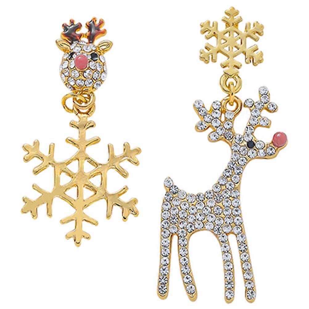 an elegant and engaging product description for your **Asymmetric Elk Snowflake Earrings**:

 

✨ **Elegant Asymmetric Elk Snowflake Earrings for