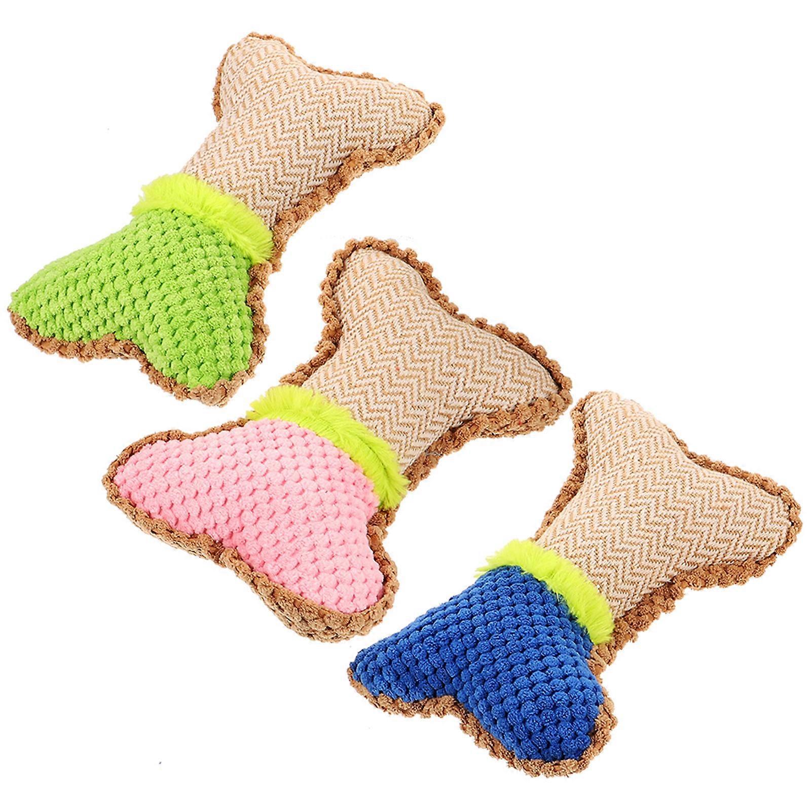 Interactive Chew Toy Plush Pet Dog Biting Toy Exercise Pink 3Pcs