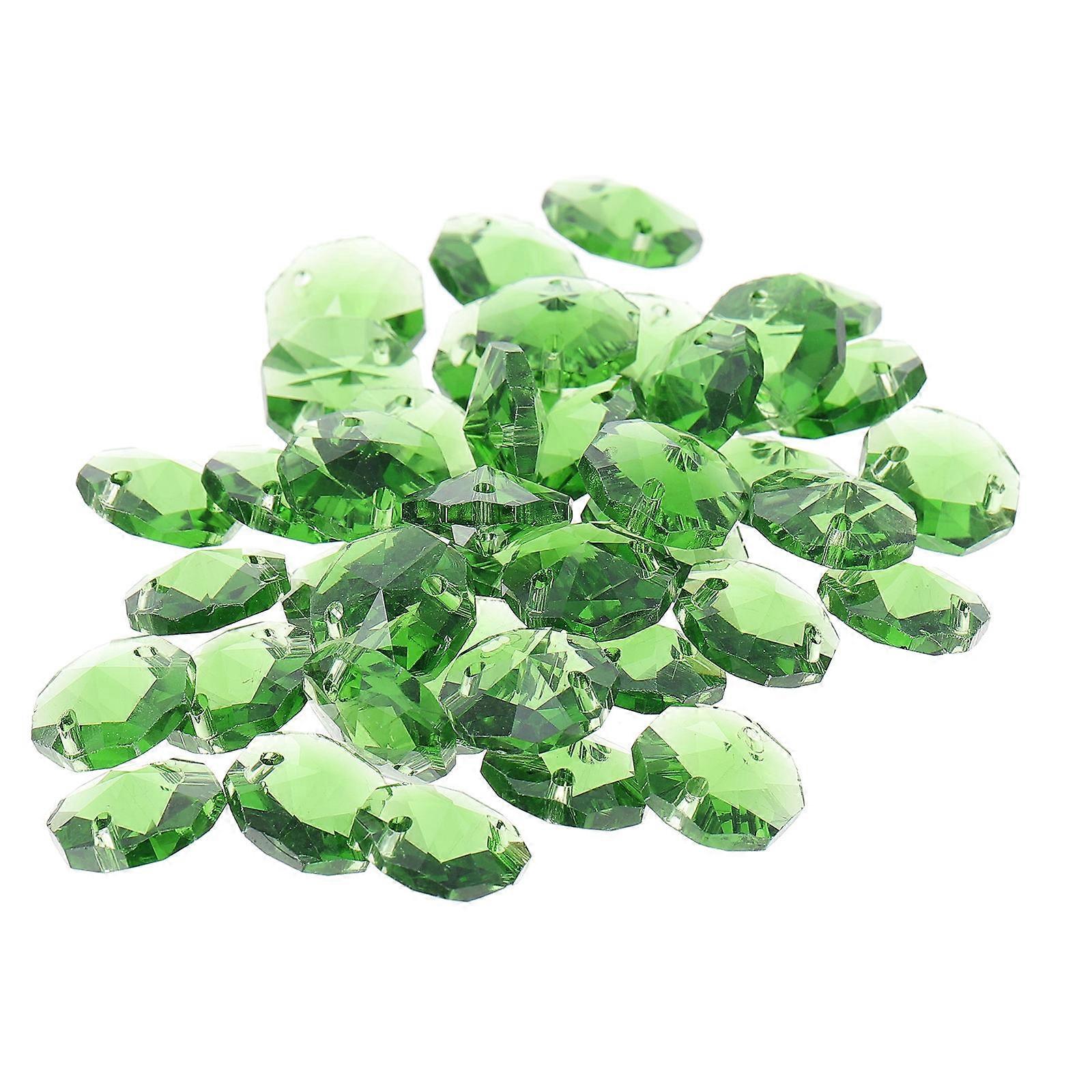 Crystal Octagonal Glass Bead Pendants Double Hole Octagonal Beads For Craft Enthusiasts Party Supplies 40Pcs