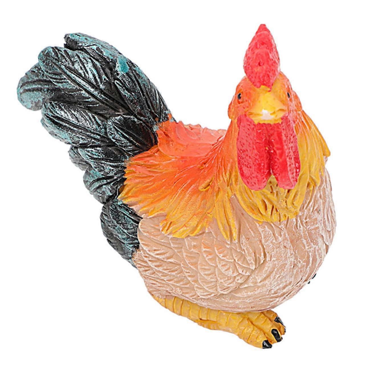 Scheinhuhn Funny Garden Decor Resin Rooster Statue With Rust-Look Finish Garden Ornaments