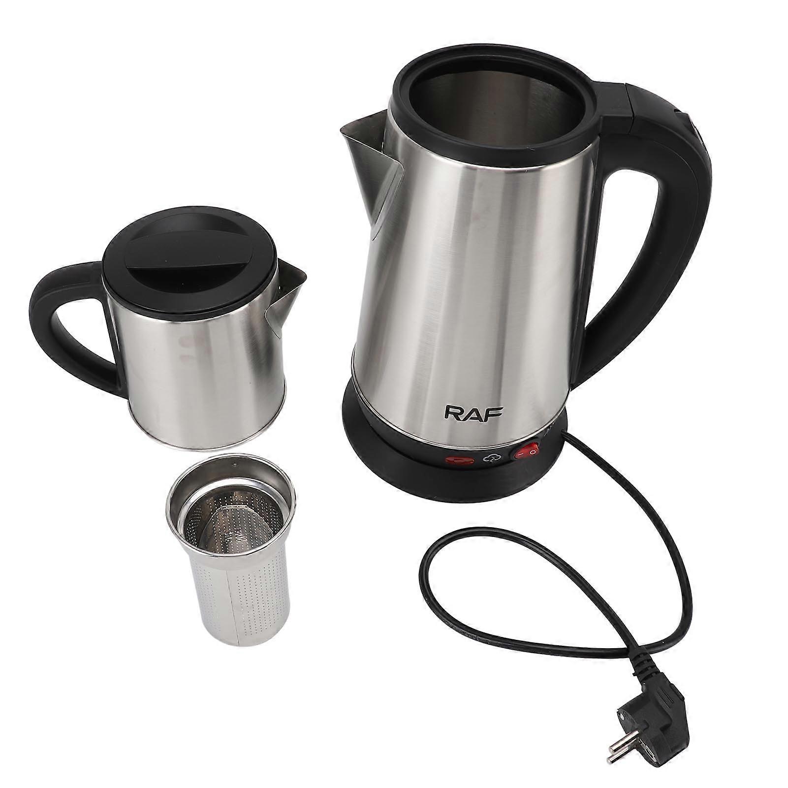 Electric Turkish Kettle Set 1L and 2L Stainless Steel Black and Herbal Tea Maker Double Kettle Turkish Teapot Set for Home EU Plug 220V