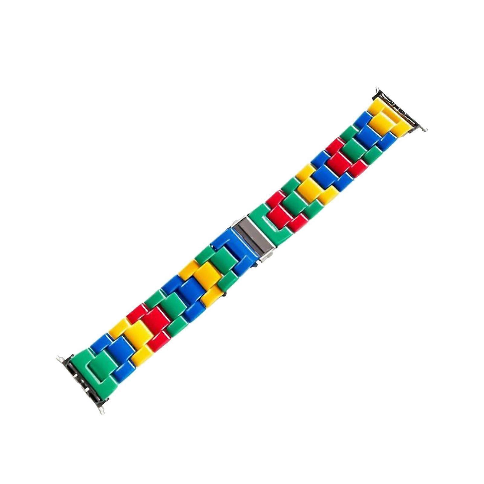 Ergonomic Interlocking Brick Style Straps MultiColor Shock Resistant Plastic Watch Band Simple Installation for iwatch10 3
