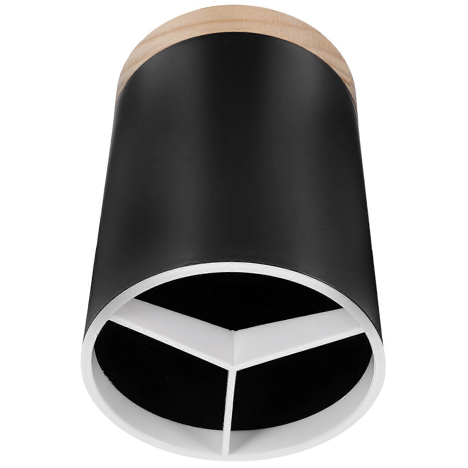 Utensil Holder Black Chopstick Bucket for Storage Use 3-Compartment Design