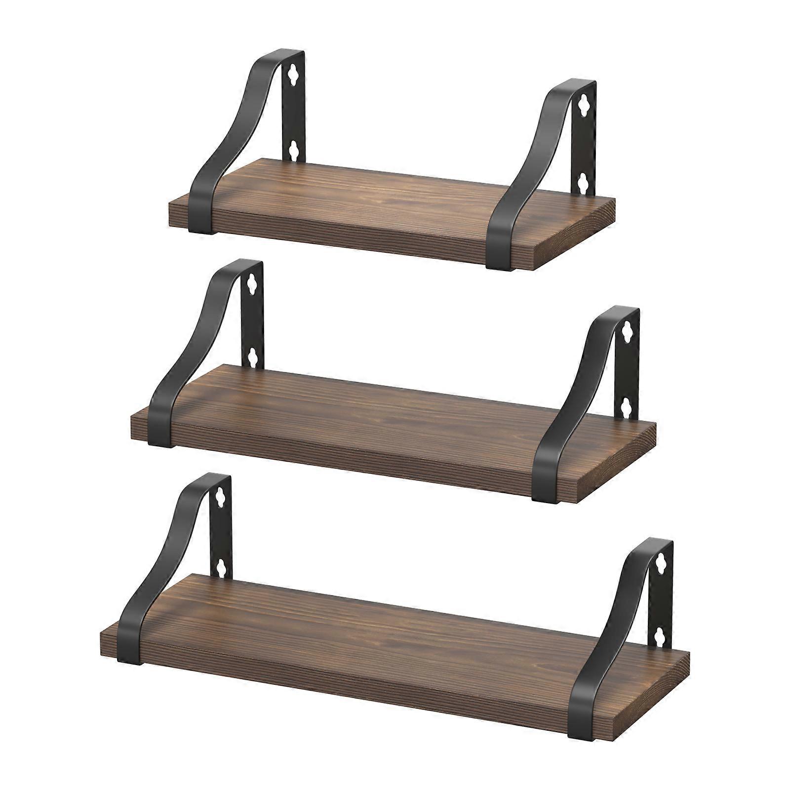 Hanging Storage Shelves Floating Shelves Rustic Brown Home Decoration Room Organization Rectangular Modern 1 Set