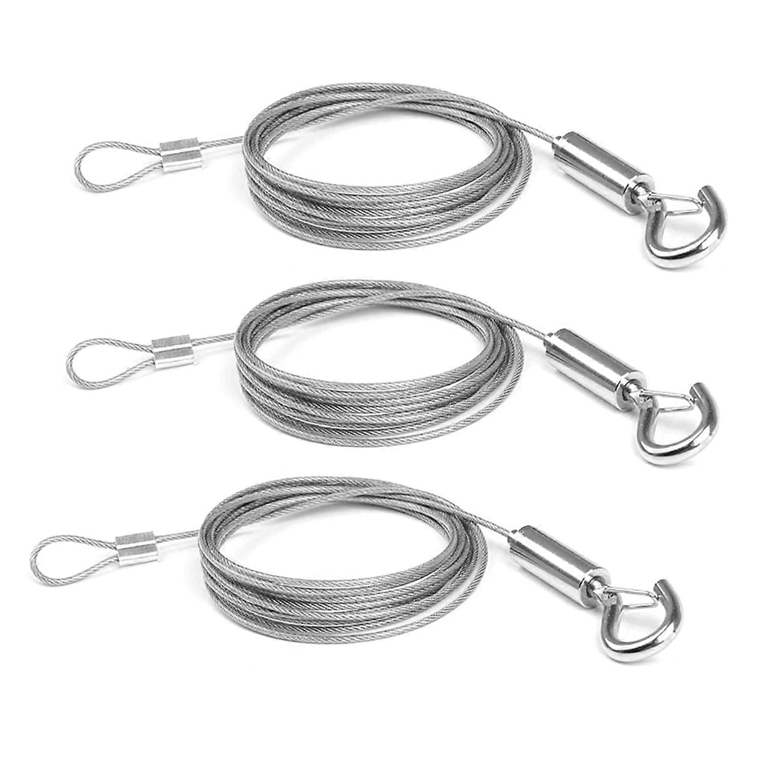 3 Pack Stainless Steel Adjustable Picture Hanging Wire Ropes with Hooks, Heavy Duty for Frames and Mirrors