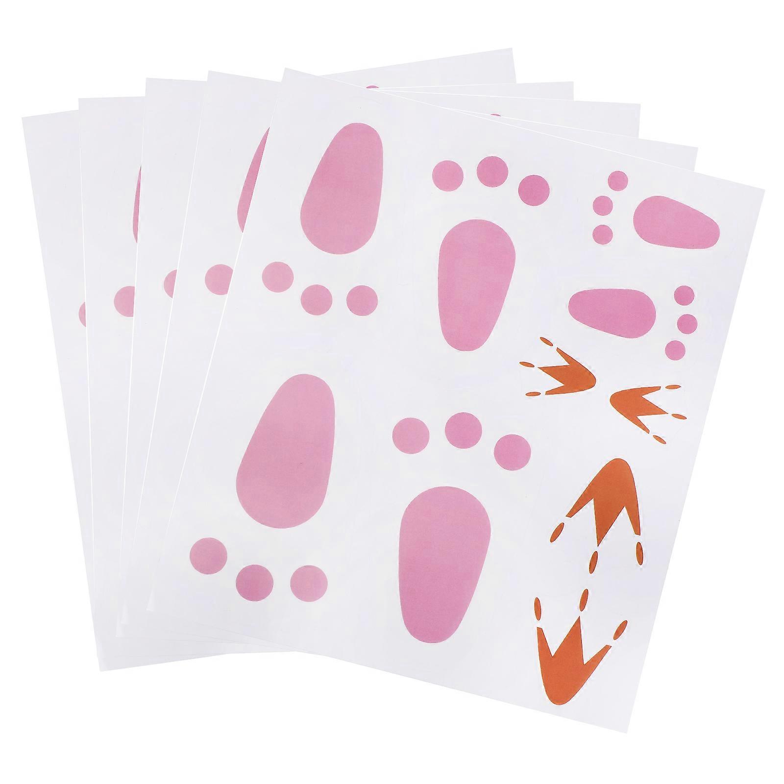 Easter Rabbit Footprint Stickers for Home Decor Made of PVC Assorted Color 5 Sheets