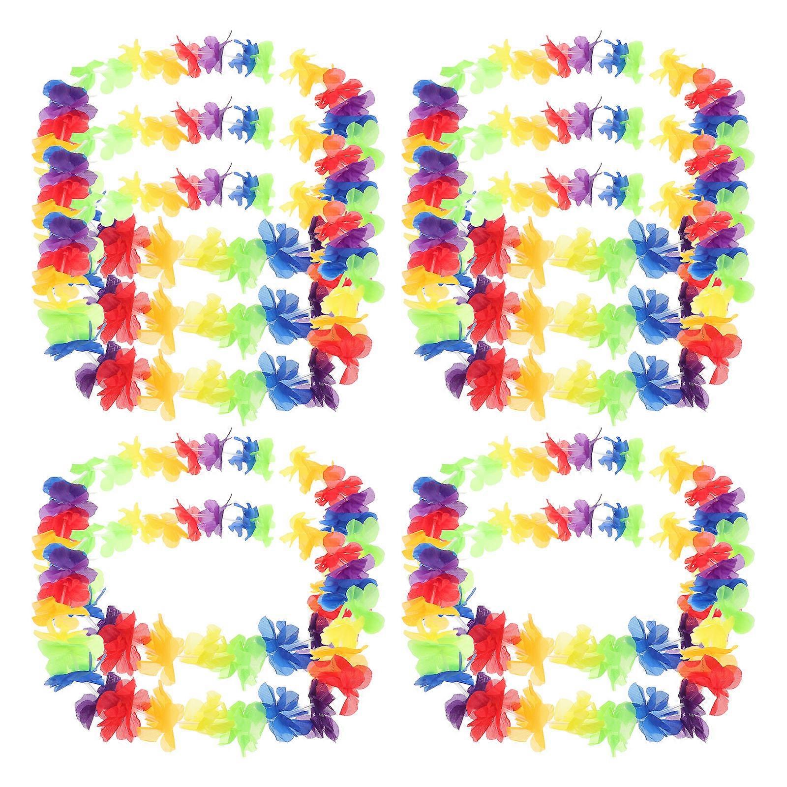 Luau Party Supplies Assorted Color Hawaiian Leis Garland Tropical Beach Gathering Costume Accessory 10Pack