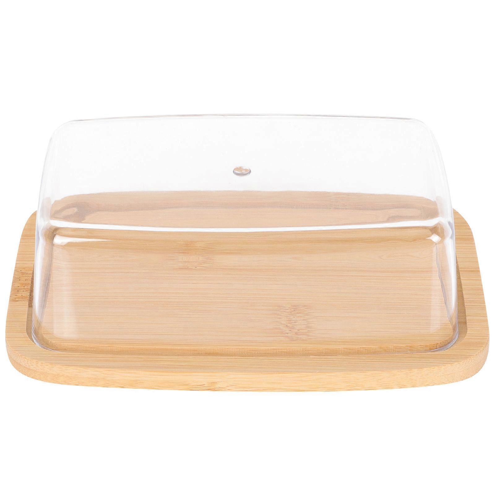 Butter Dish Small Bamboo Butter Storage Container Rectangular Sealed Lid For Kitchen Use 1Pcs