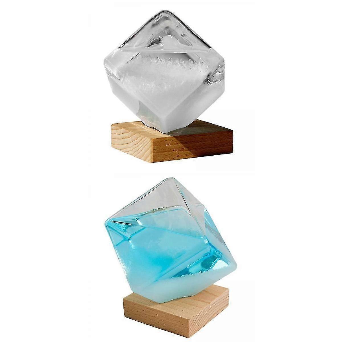 2x Storm Glass Weather Predictor Forecast Bottles Home Ornament with Base