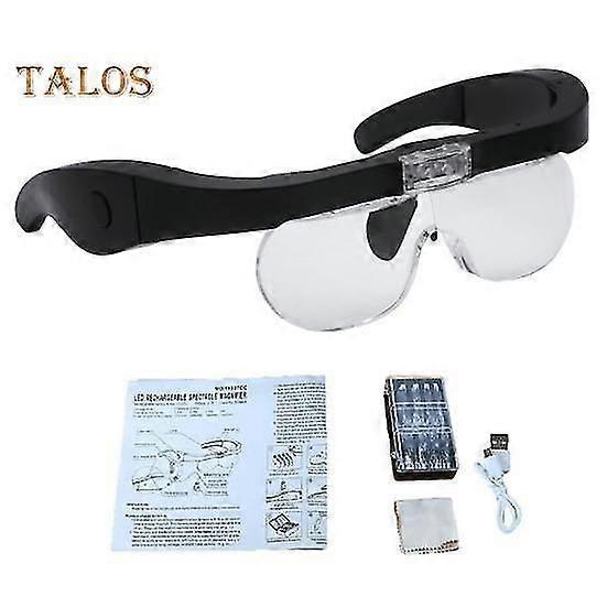 Magnifying Glasses Different Times USB Powered with 2 Adjustable Brightness LED Light for Close Work Head Magnifier Glasses Jewelry Crafts