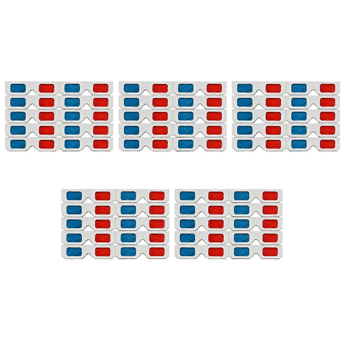 Gafas 3D,10 Pares Lentes Estéreo Papel Rojo y Azul para Películas Set