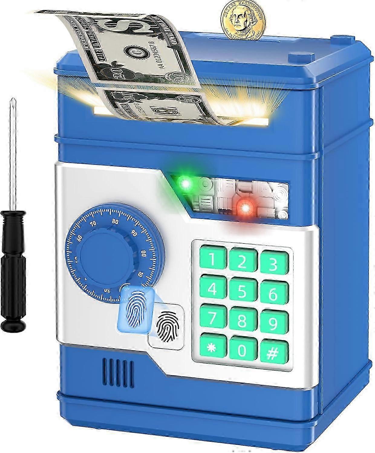 Cofrinho eletrônico automático simulado para crianças com desbloqueio de senha e impressão digital