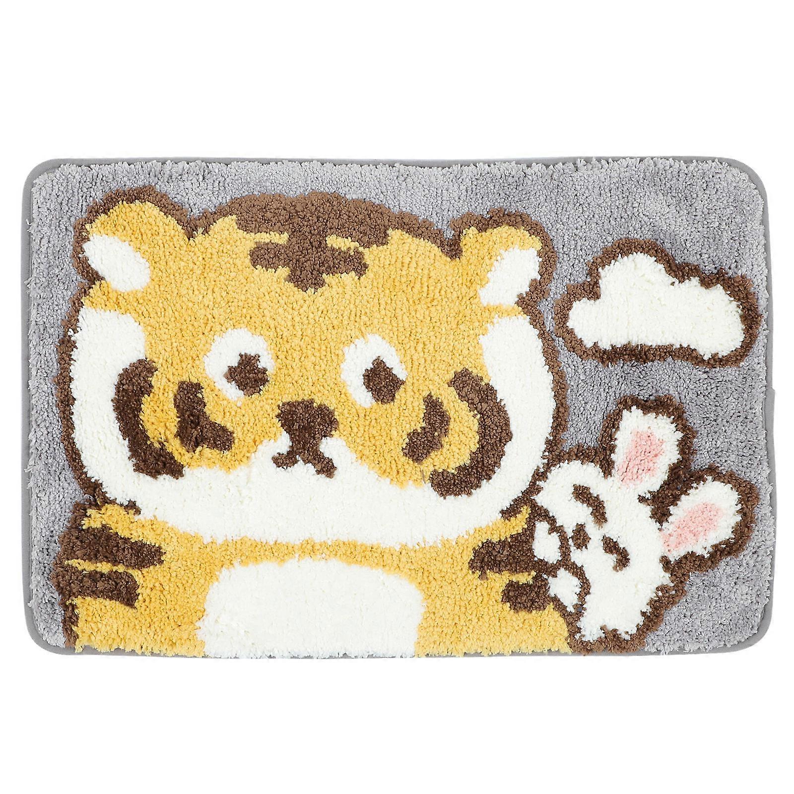 Cartoon Tiger Floor Mat Absorbent Doormat Bathroom Elderly Polyester 1Set