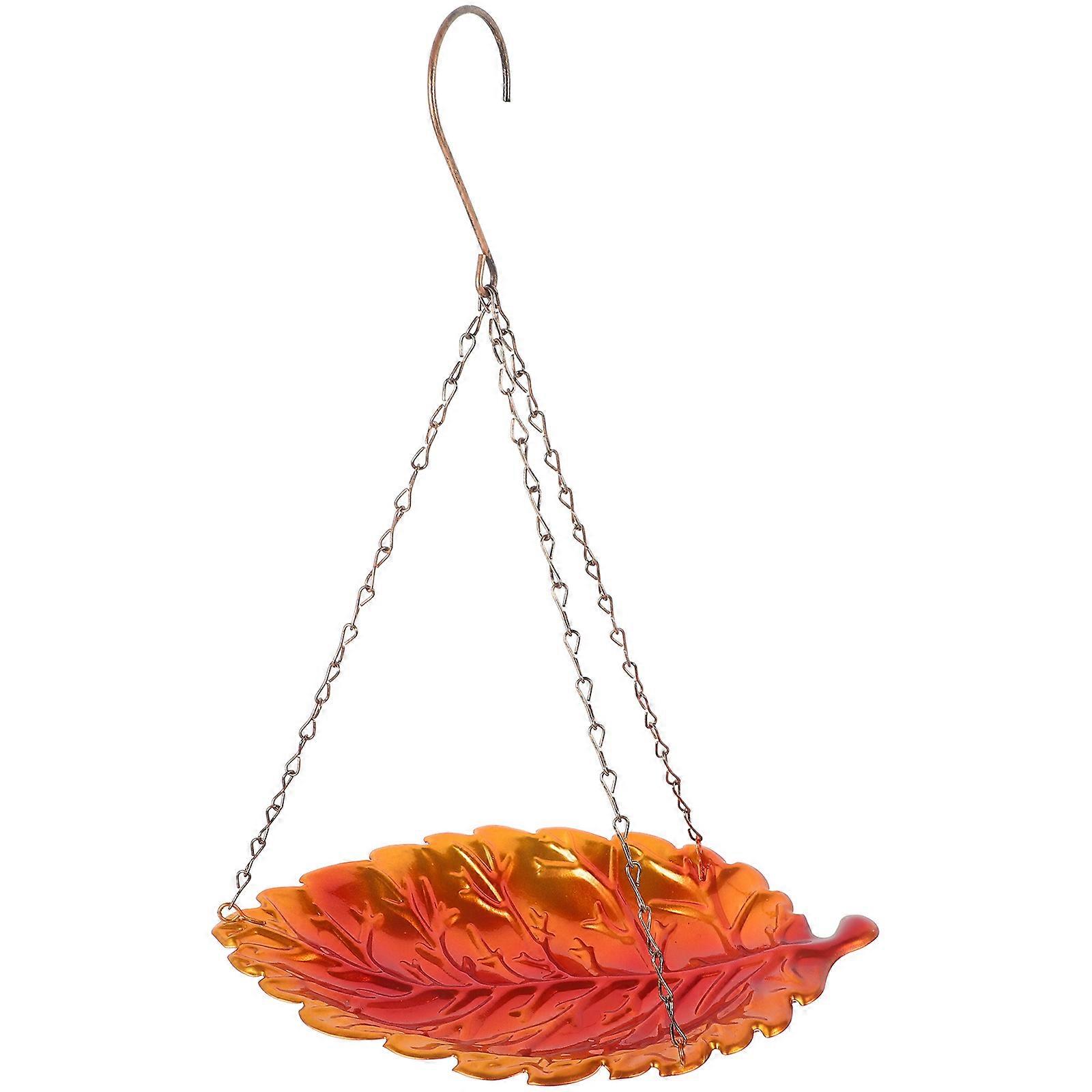 Outdoor Garden Feeder Bird Feeder For Birds Hanging Design Leaf Shaped Metal 37.00X26.0.0X16.00CM Feeding Birds 1Pack