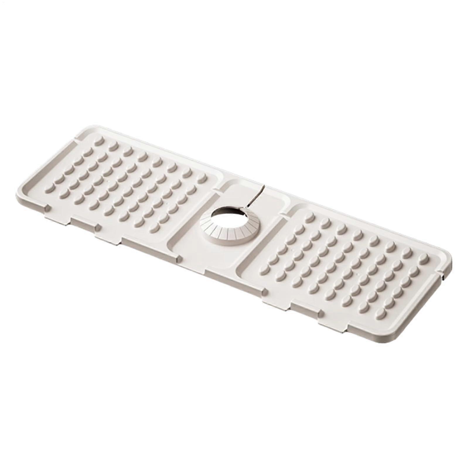 Faucet Protection Drain Mat Sink Sponge Holder with Quick Drainage Beige