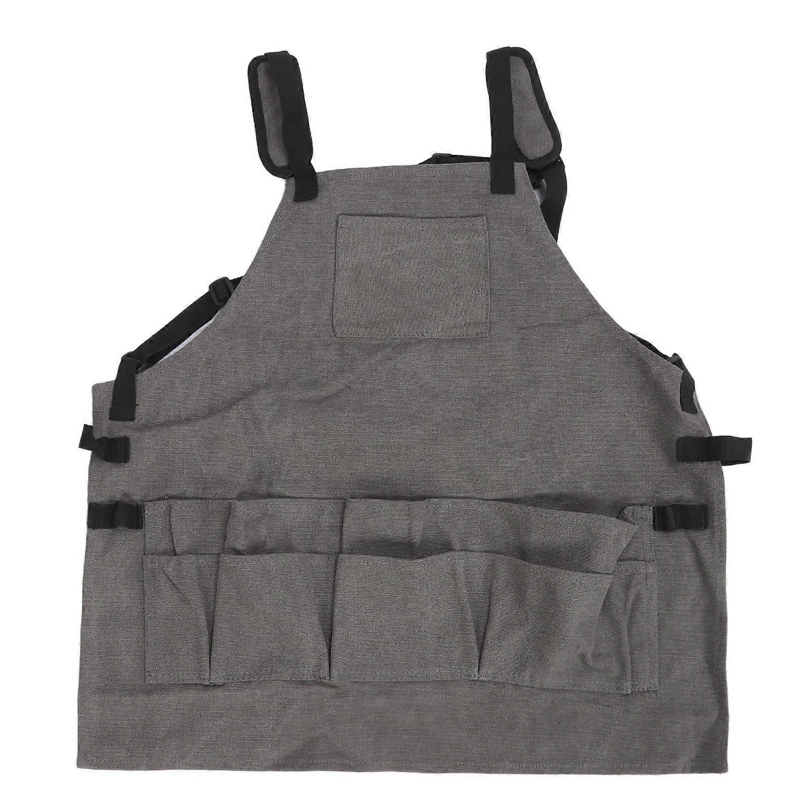 Work Apron Multi Pockets Adjustable Protective Woodworking Tool Apron for Barbecue Electricians Mechanic