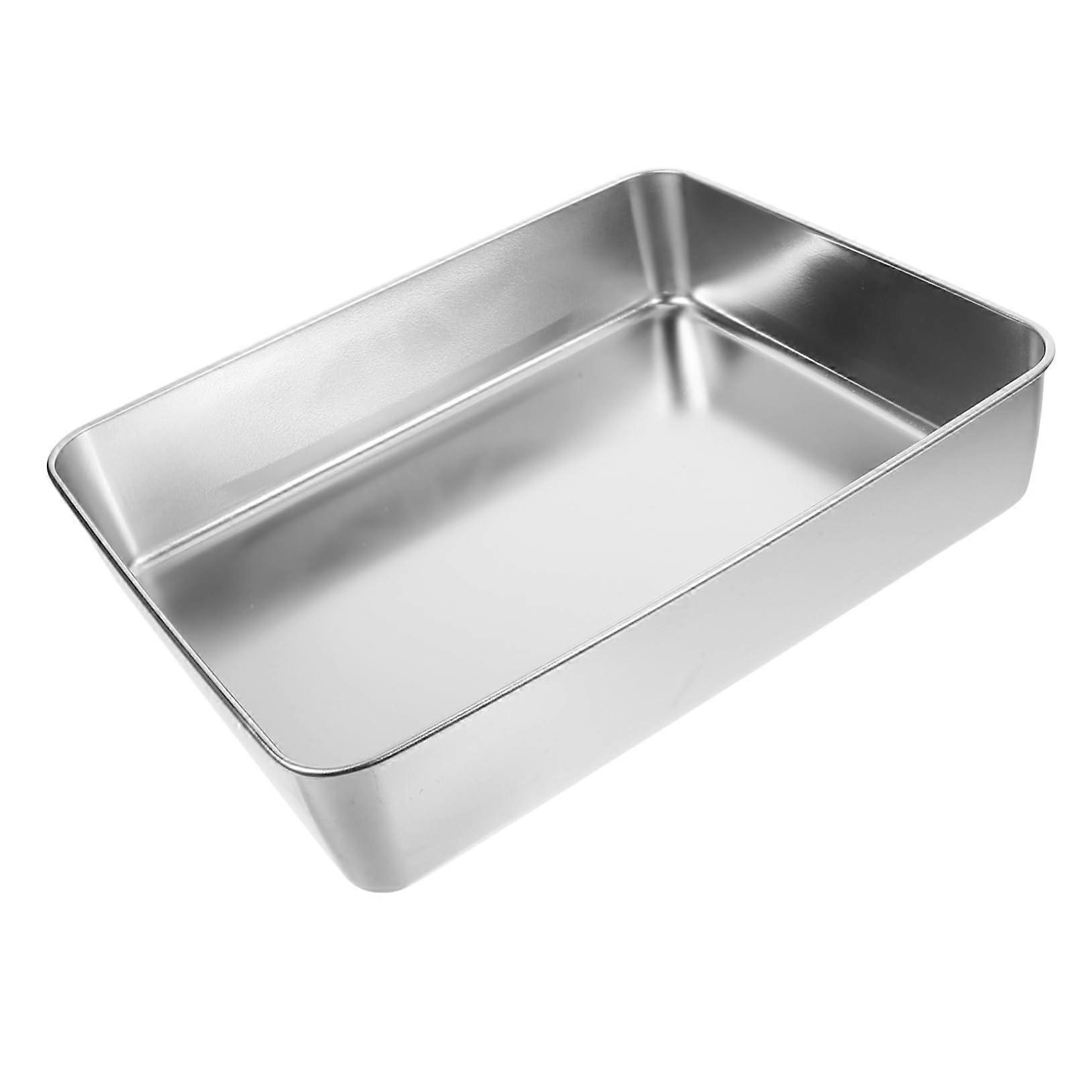 Bakeware Small Rectangular Cake Mould Stainless Steel Oven Safe Silver Biscuit Tray Pans For Baking
