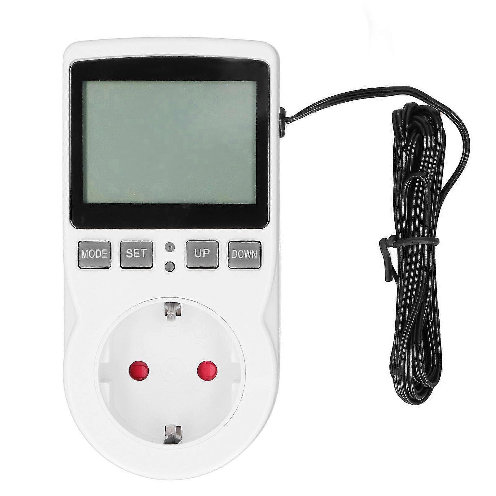 Temperature Control Socket with LCD Display for Electronic Thermostat, 100-250V, 50/60Hz EU Plug, 16A 3680W