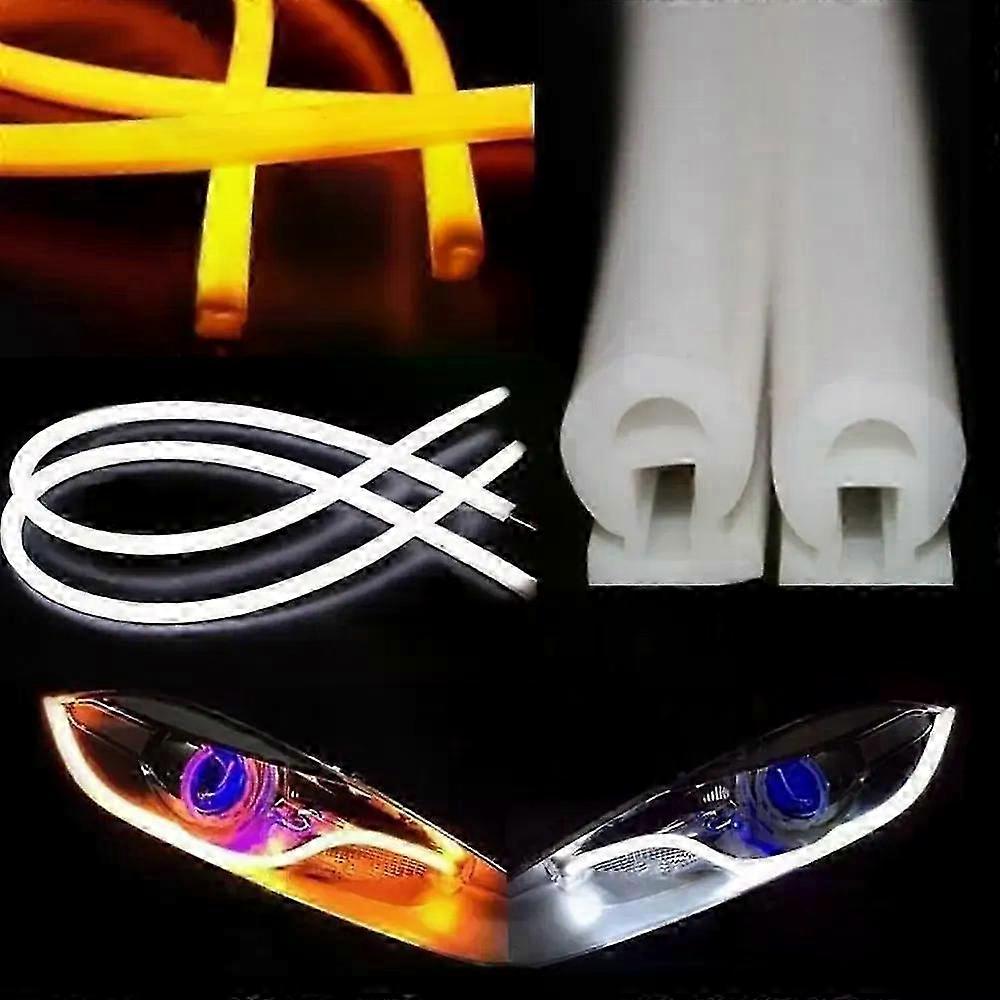 Universal Car LED Guide Strip Daytime Running Tear Eye Light Headlights DRL Ultra-thin Flexible Tube Light