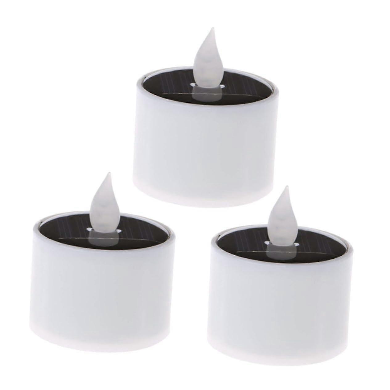 Flameless Candle Light Pack of 3 Solar Powered Waterproof LED Garden Lights with Flickering Effect and Candle Warmer Lamp