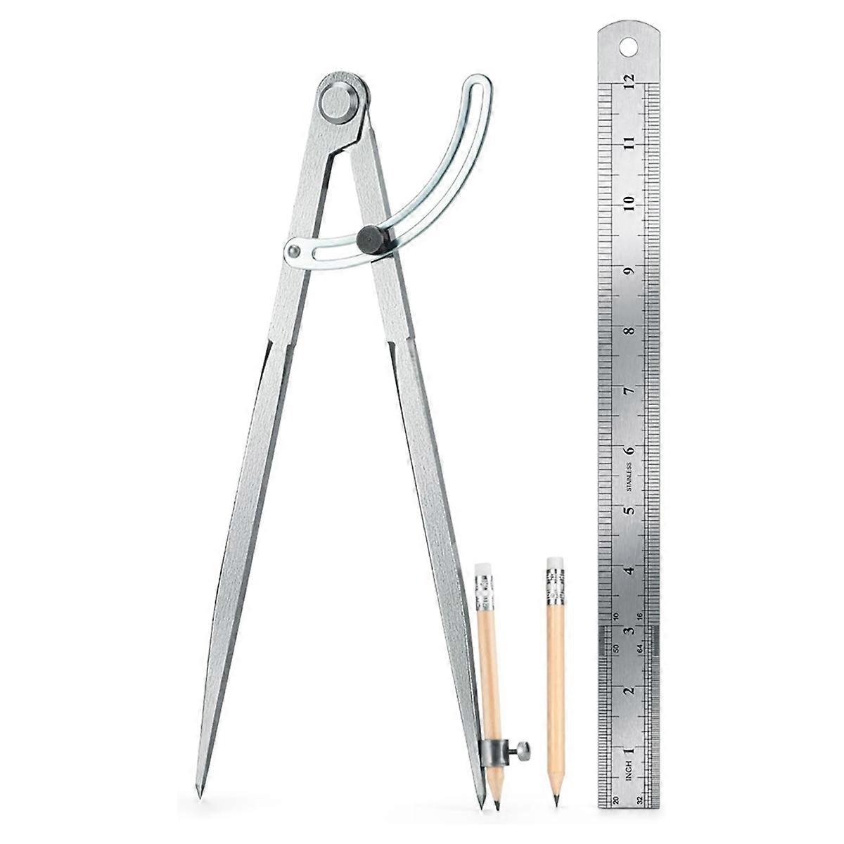 Woodworking Compass Geometry Tool with Pencil Holder 200mm