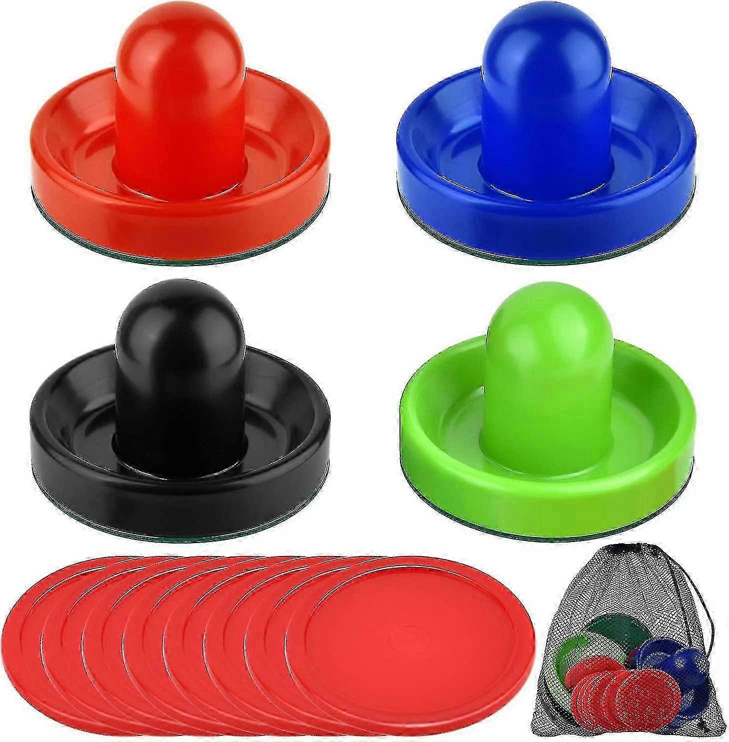 Ice Hockey Table Batting Booster for Game Table (4 Push Handles, 8 Pucks) (Red) (Compatible with Certain Brands)