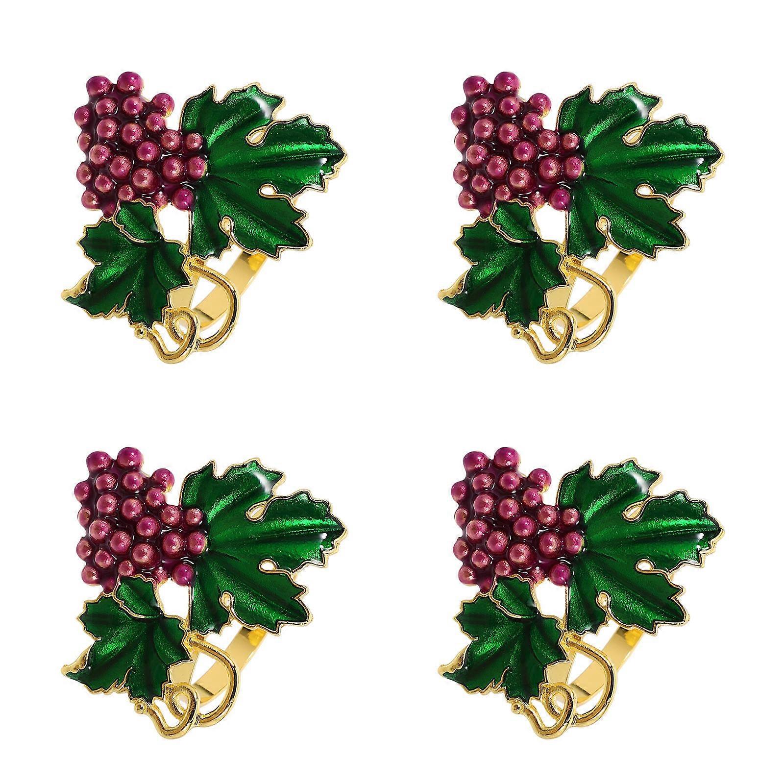 Here's a polished and engaging product description for your **4pcs Purple Grape Napkin Rings with Green Leaf Design**:
**Elegant Purple Grape
