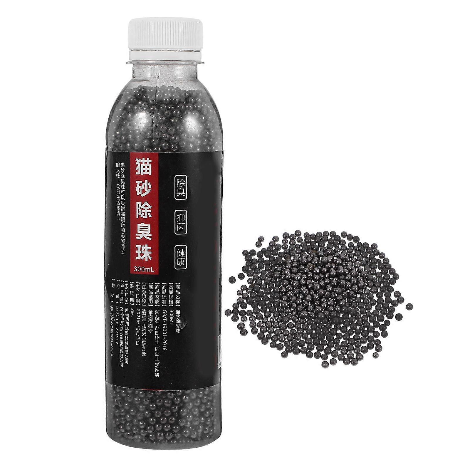Litter Box Freshener Cat Litter Bead Odor Absorber Black 300ML Odor Remover 1Pack