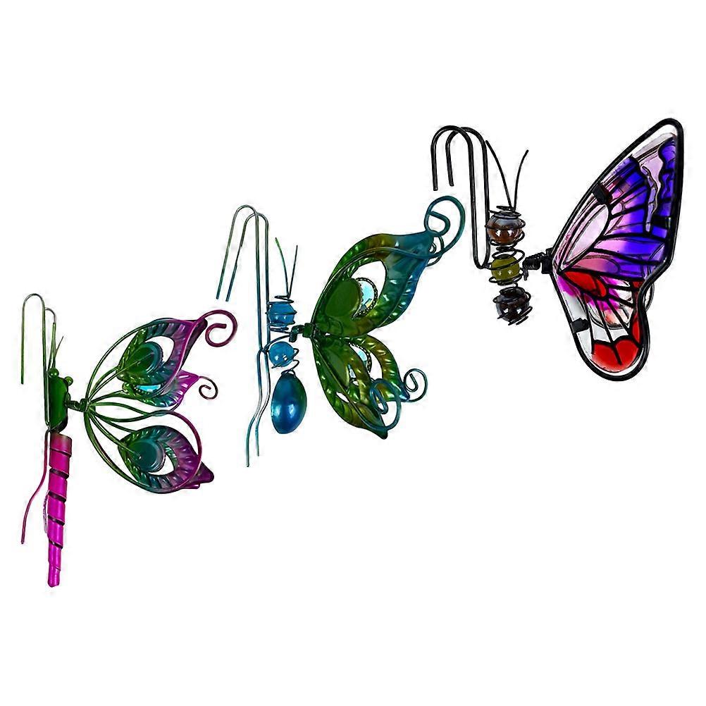 Butterfly Dragonfly Metal Glass Hanger Set Unique Garden Flower Pot Decor for Plant Lovers