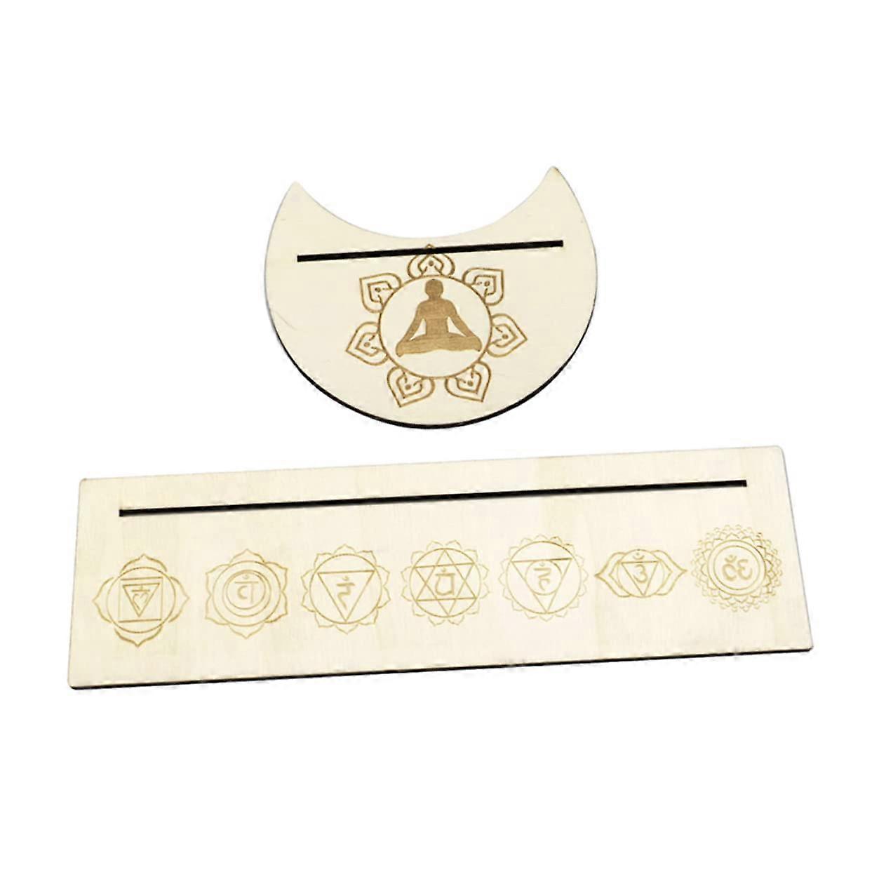 Wood Tarot Card Stand Set in Moon and Rectangle Shape - Elegant Altar Accessory for Tarot Card Display and Storage