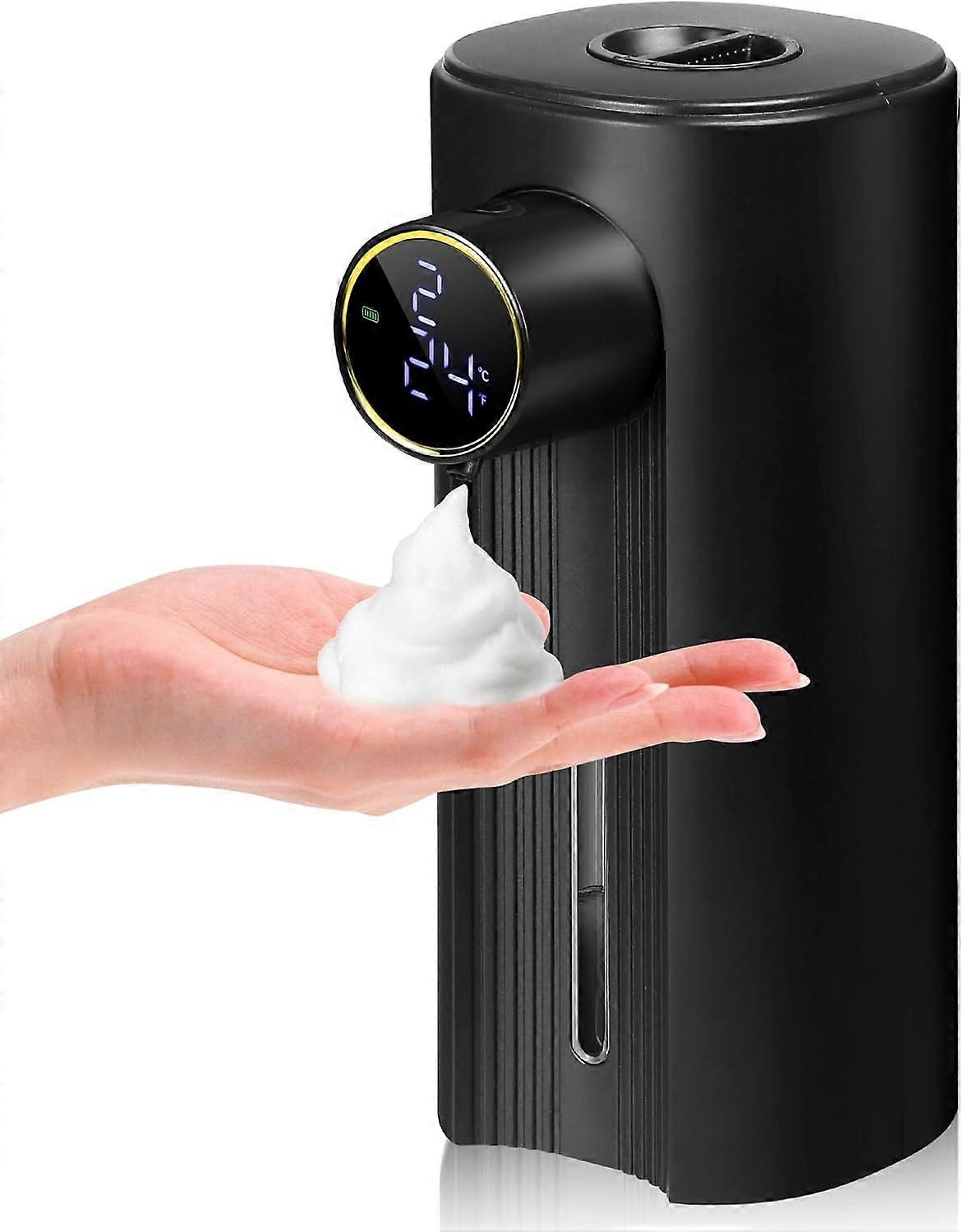 Distributeur automatique de savon moussant ZENGO Distributeur de savon pour les mains à mousse automatique sans contact Mousse à 5 niveaux Noir