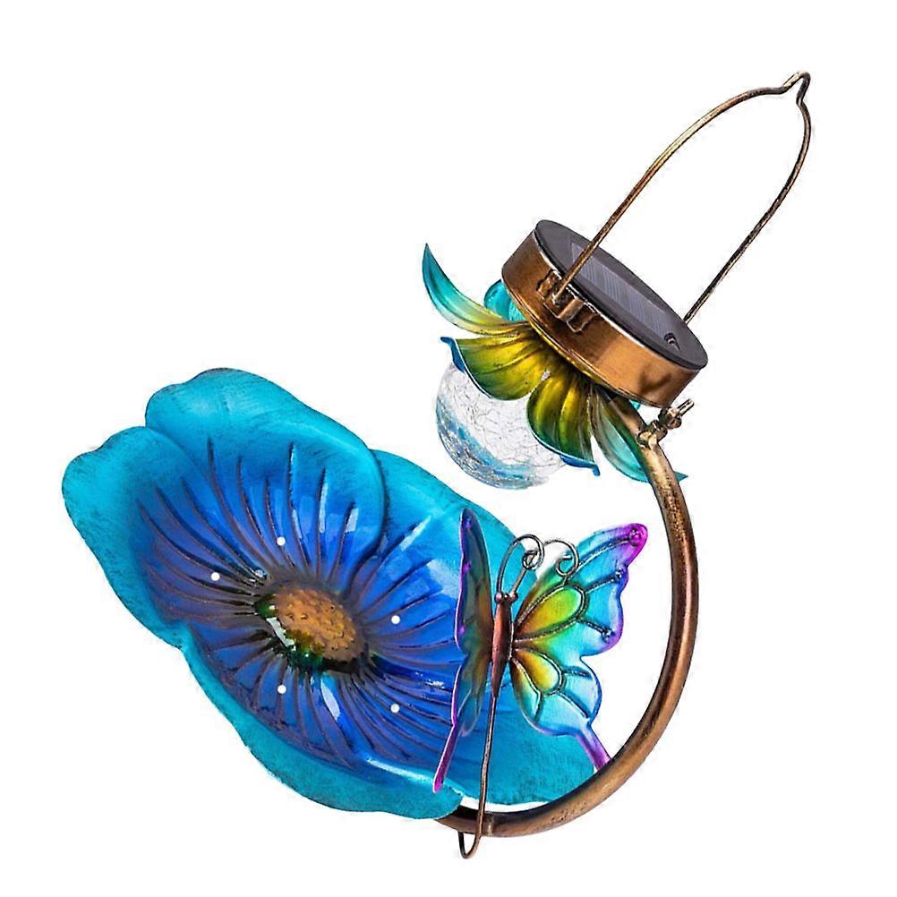 Beautiful Birds Feeding Cage with Lamp Made of Iron and Glass for Yard Decoration Assorted Color