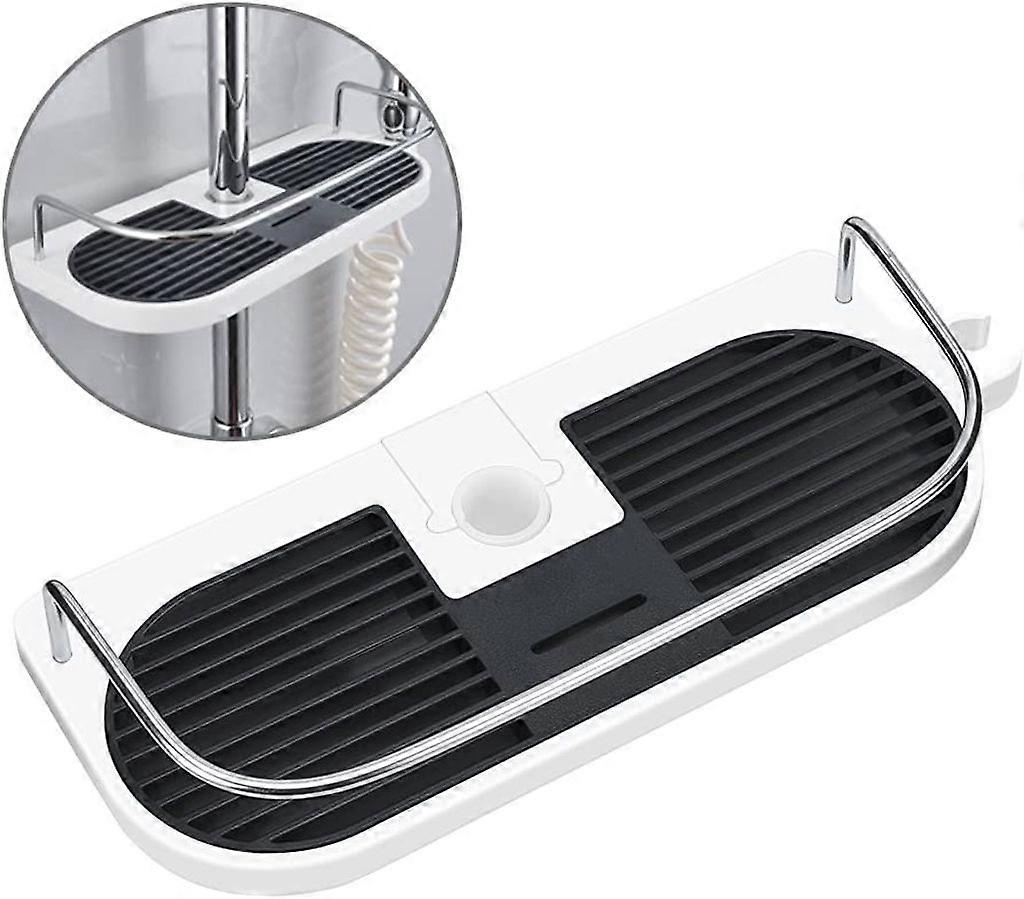 Shower rod drill-free shower rack - Bathroom shower rack with adjustable height, suitable for shower rods with diameters of 18mm - 25mm