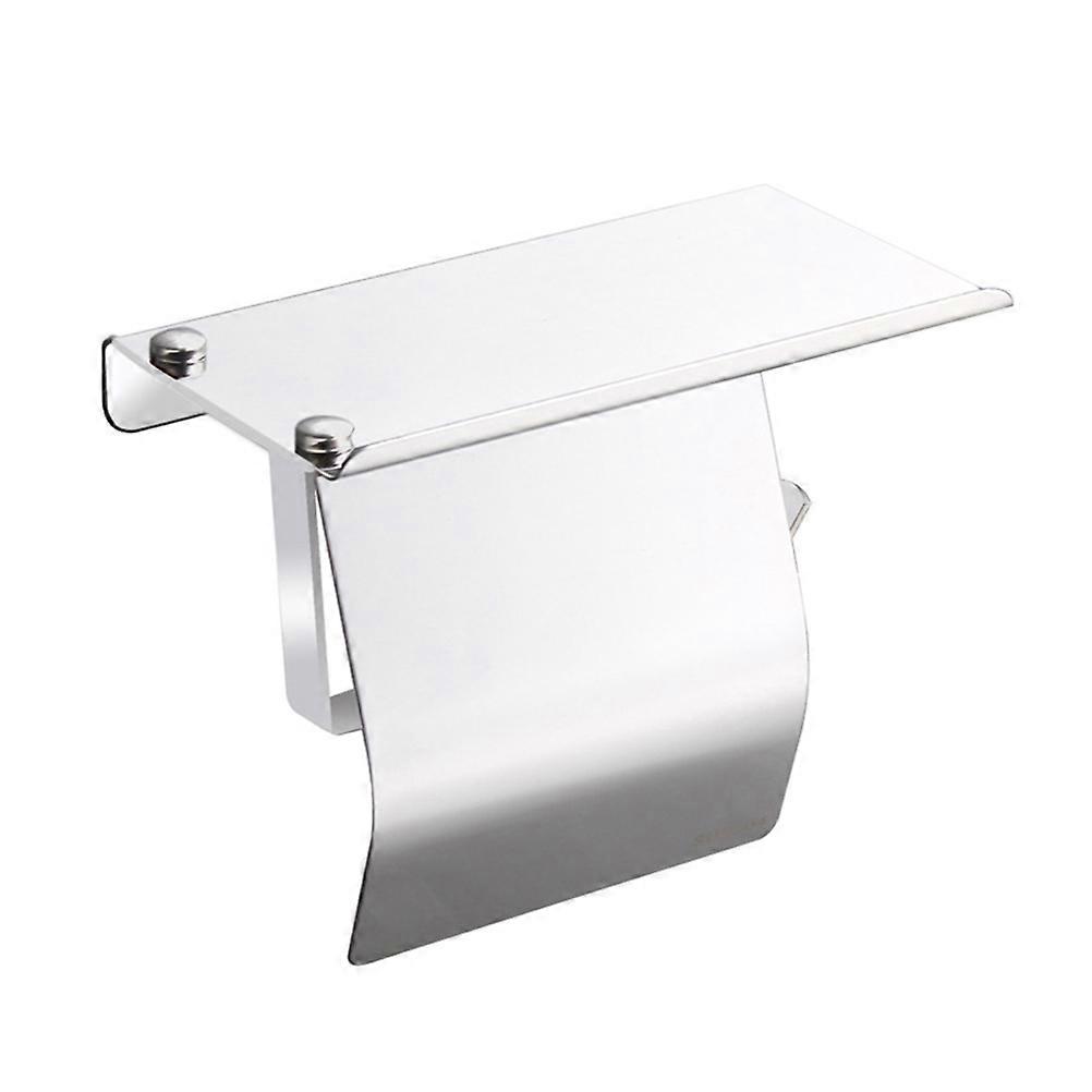 Paper Towel Rack Metal Home Bathroom Accessories Rectangular Shape Silver 7.1×3.9×1in Storage Function Holding Cell Phone 1Set