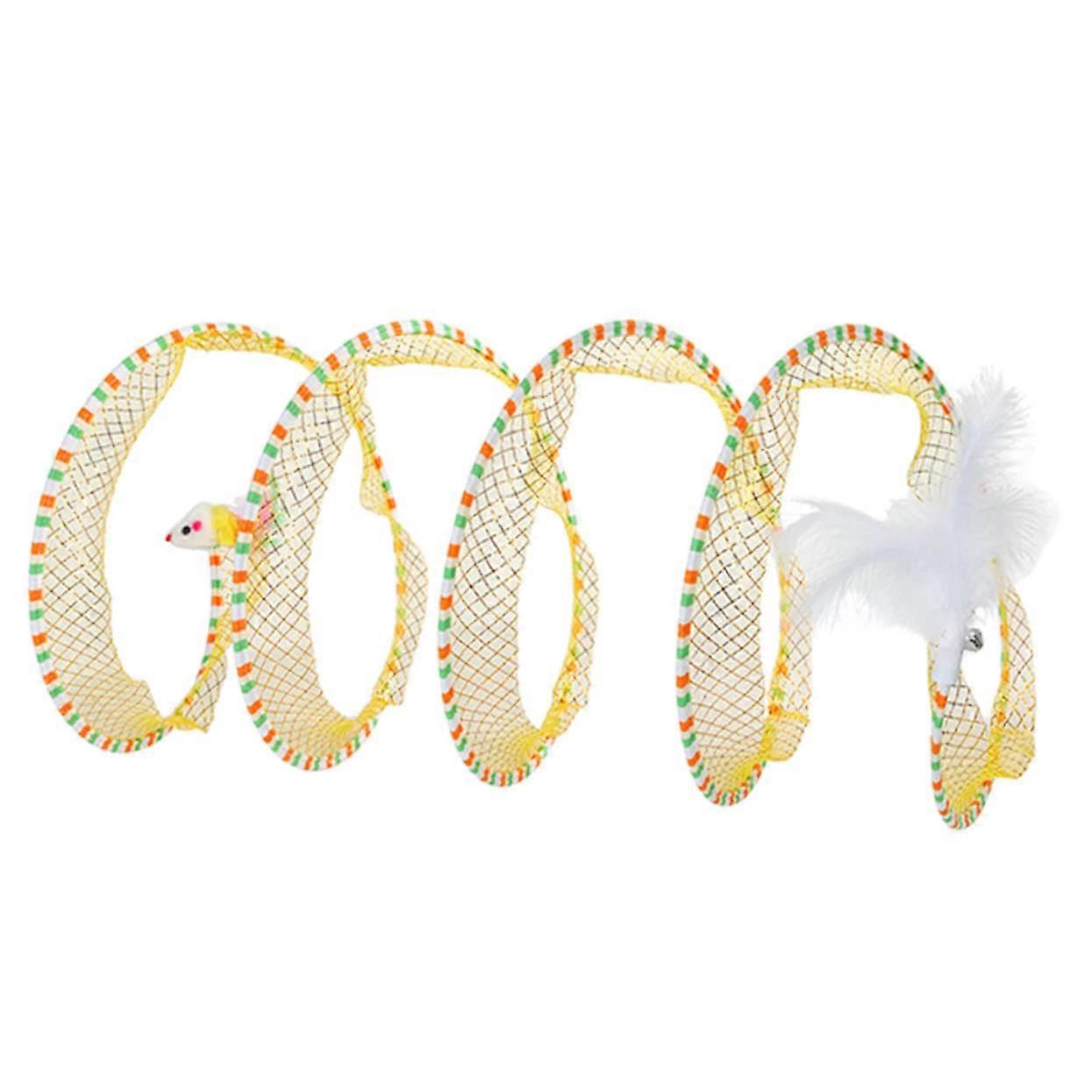 Foldable Cat Tunnel Toy Portable Spiral Cat Play Tunnel for Cat Entertainment and Exercise Promotes Natural Instincts and Provides Hours of Fun Yellow