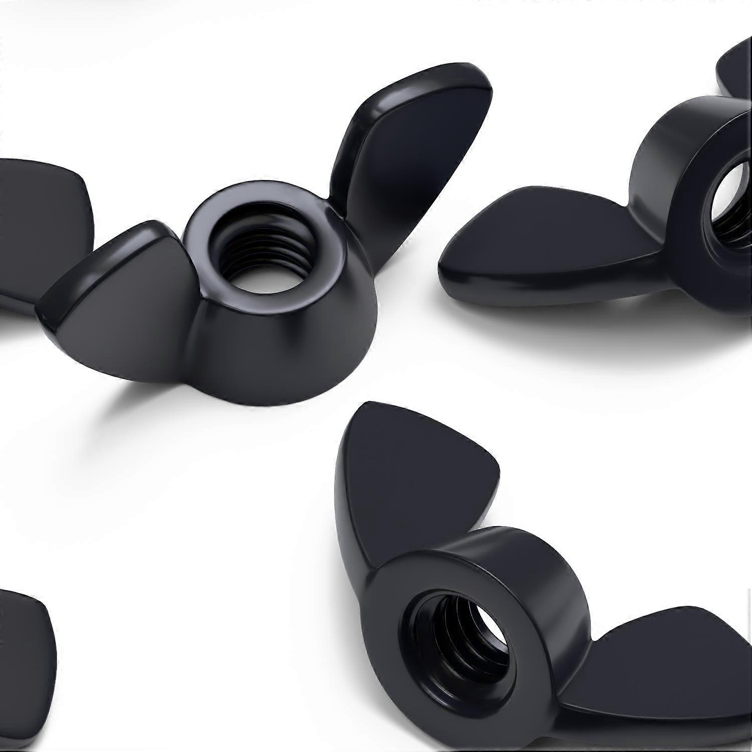 20x  Black, Nylon Plastic, M4 Butterfly, Wing Nuts