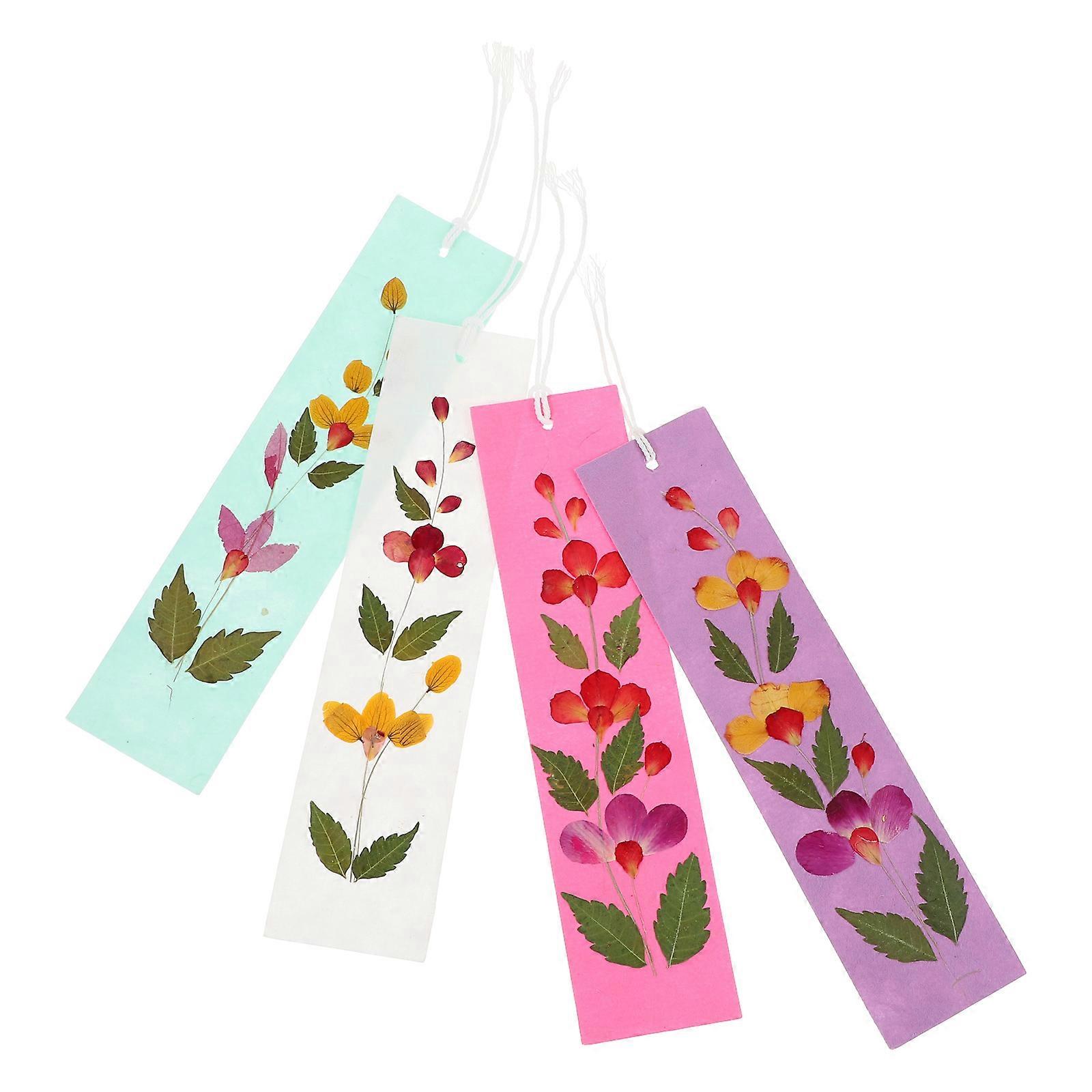 Natural Dried Paper Flowers Bookmarks for DIY Crafts Assorted Color 4pcs Practical and Versatile