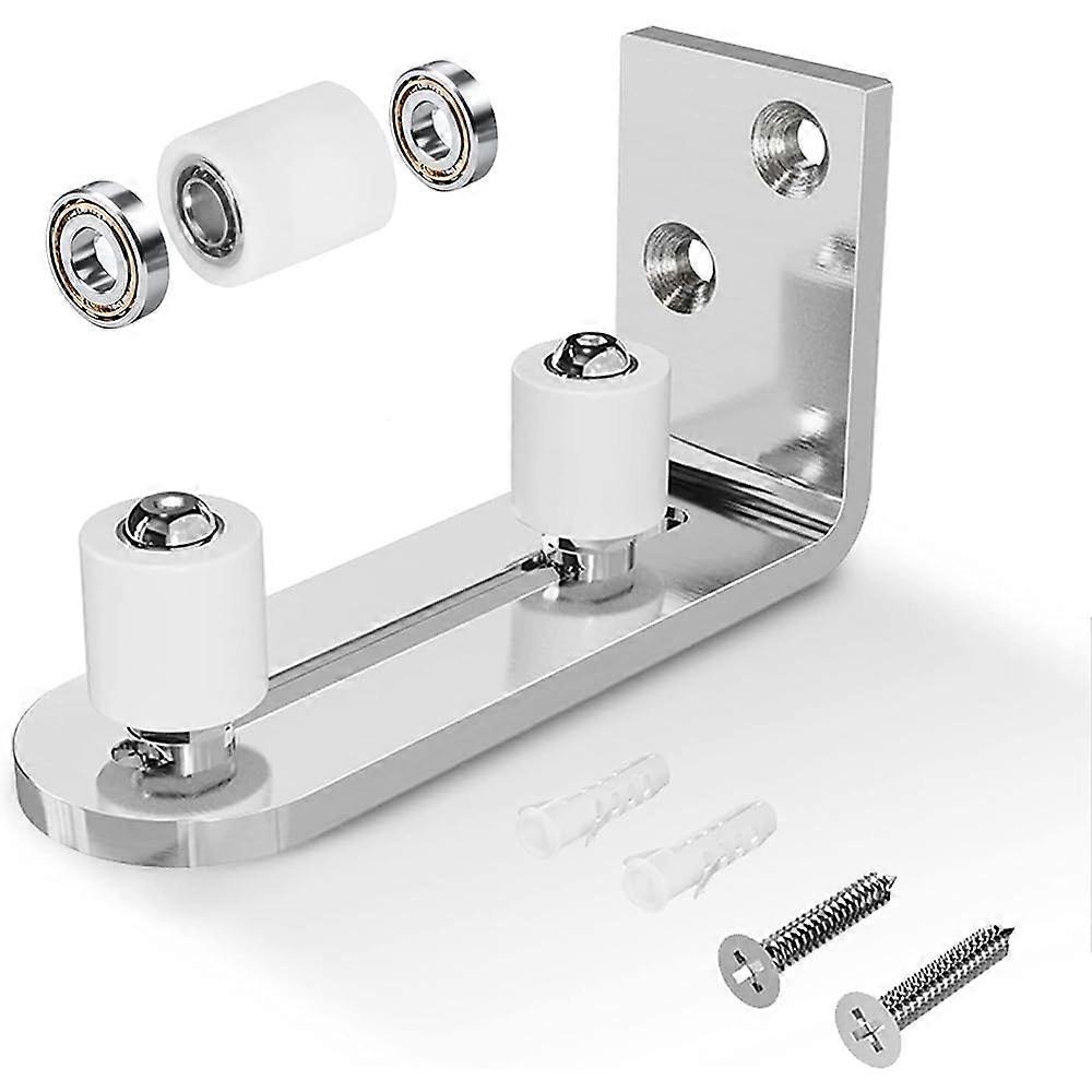 Sliding Door Floor Guide Adjustable Roller with Screws, Silver Wall and Door Bottom Guide for Smooth Operation