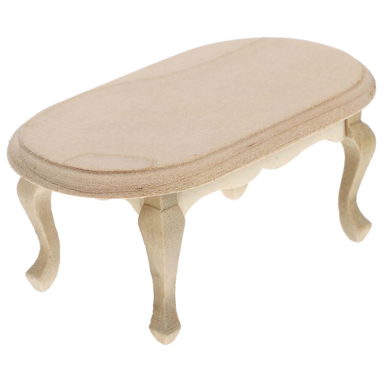 Beige Miniature Tea Table for Decor with Fine Craftsmanship and Smooth Surface 4.5 Inches