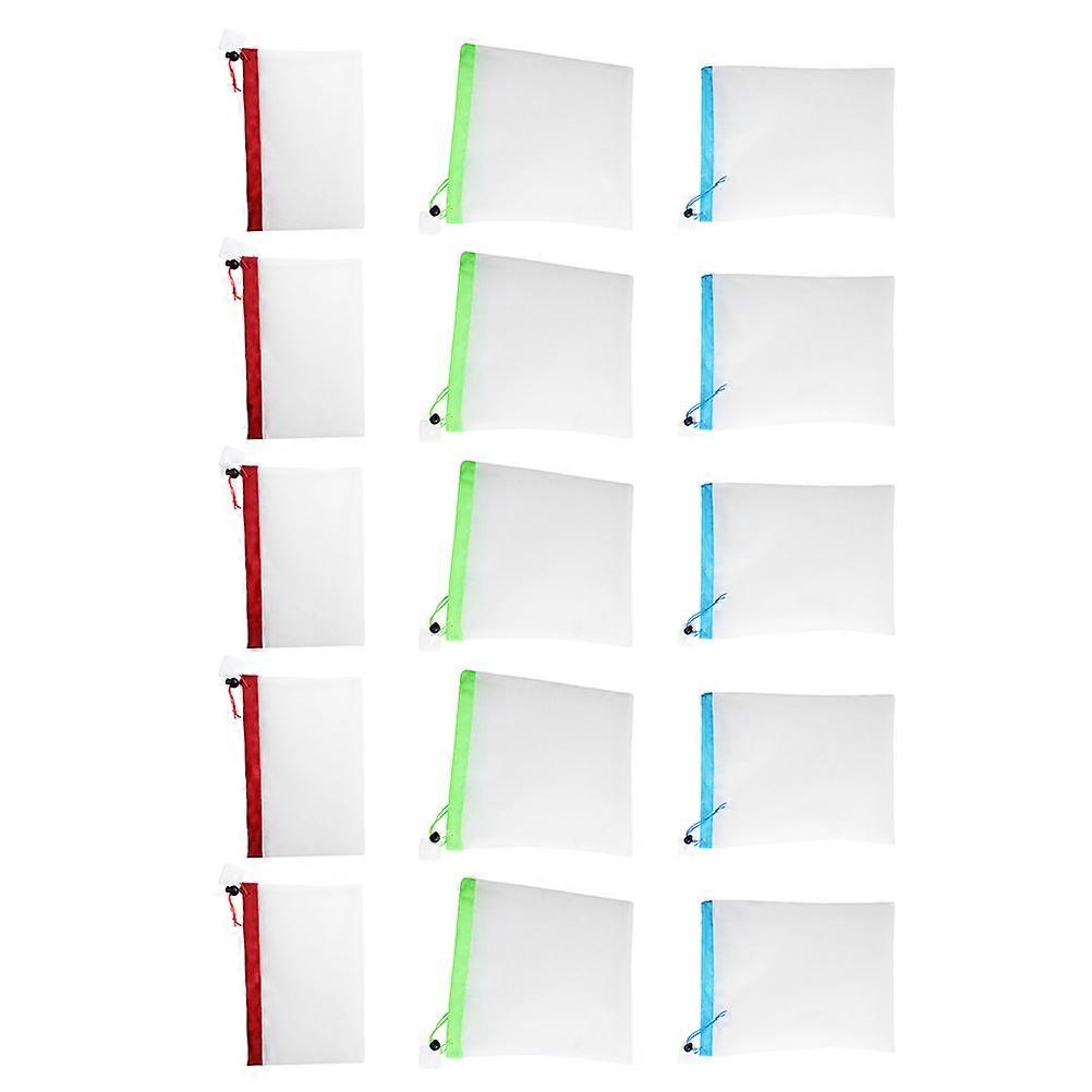 15Pcs Reusable Food Sealing Bags With Drawstring Closure For Kitchen Organization Assorted Color Polyester Storage Pouches