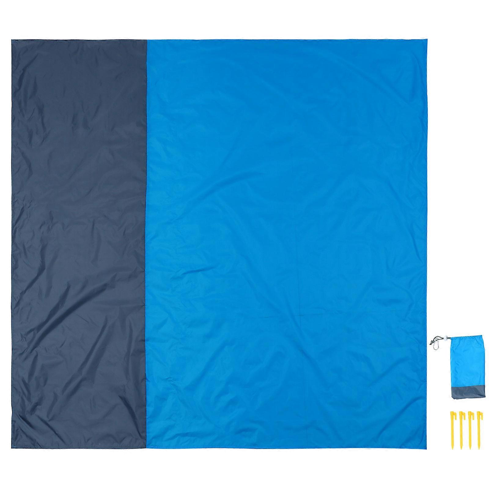 Blue Waterproof Beach Picnic Blanket for Outdoor Activities Portable Polyester Mat