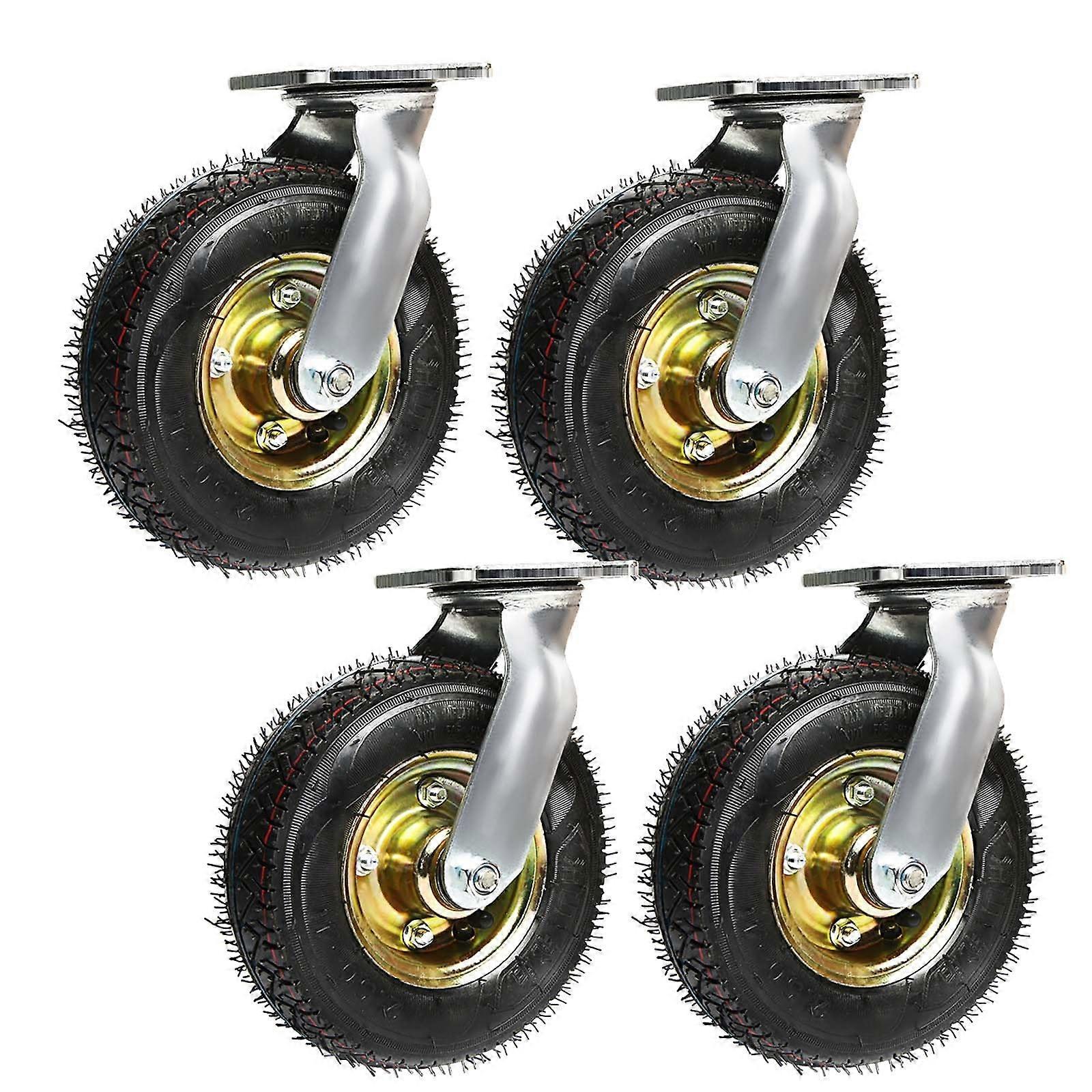 Roller Set of 4, HeavyDuty Industrial Casters, Load Capacity 408 kg, Pneumatic Swivel (Rotatable)