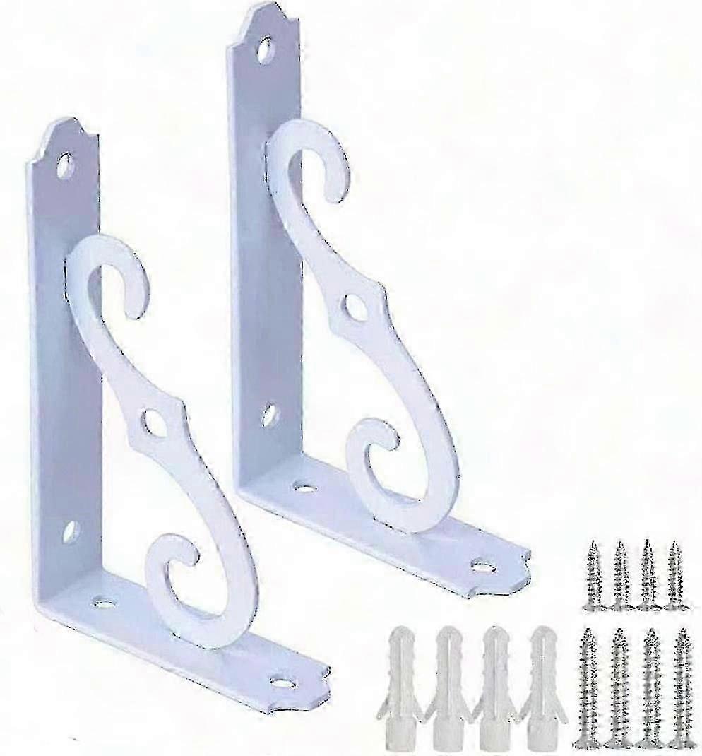 2 عبوة من أقواس الرف البيضاء على شكل حرف L - دعم رف عائم معدني شديد التحمل 140x110mm