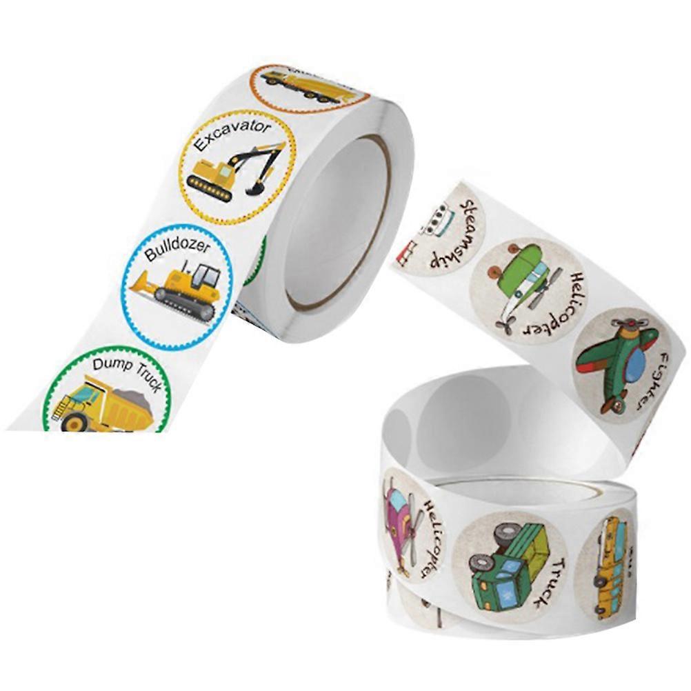 2 Rolls Vehicle Pattern Self Adhesive Stickers for Classroom Rewards, Scrapbooking, Crafts, and Teacher Incentives