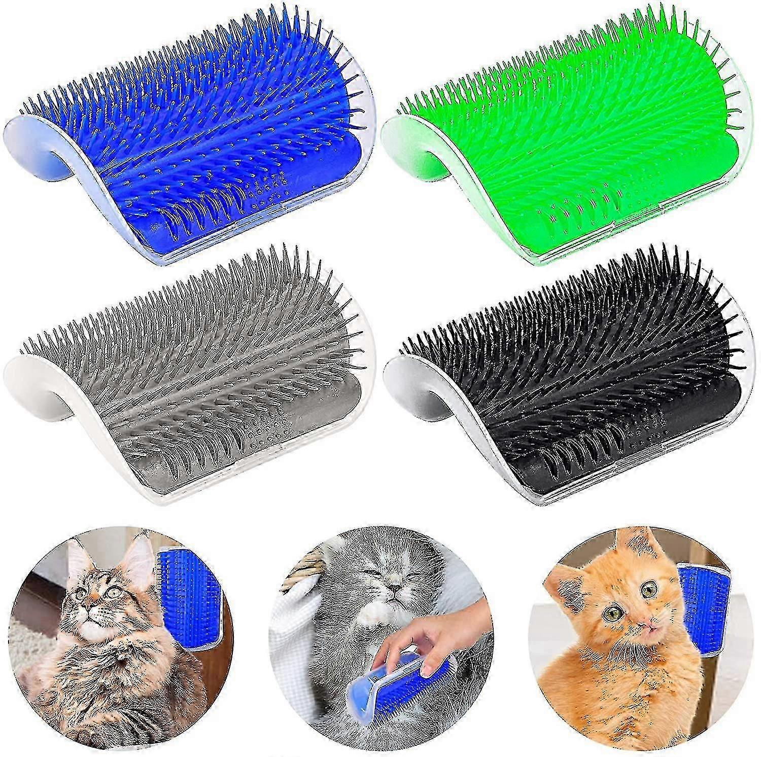 Cat Self Groomer, 4pcs Cat Slicker Brush Upgraded Cats Grooming Brush Tool All-in-