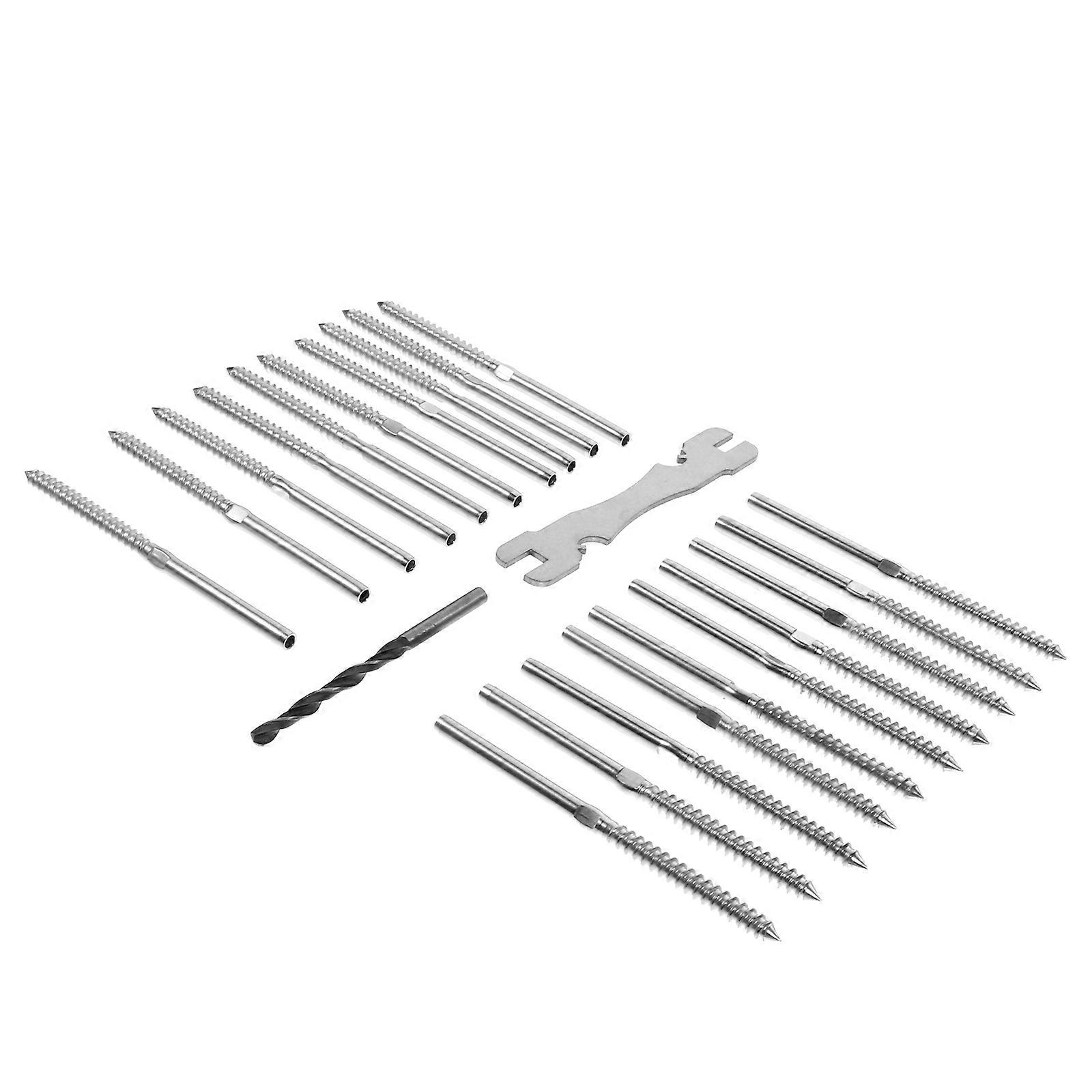 Hemoton 20pcs Stainless Steel Thread Lag Screws for Cable Railing Systems