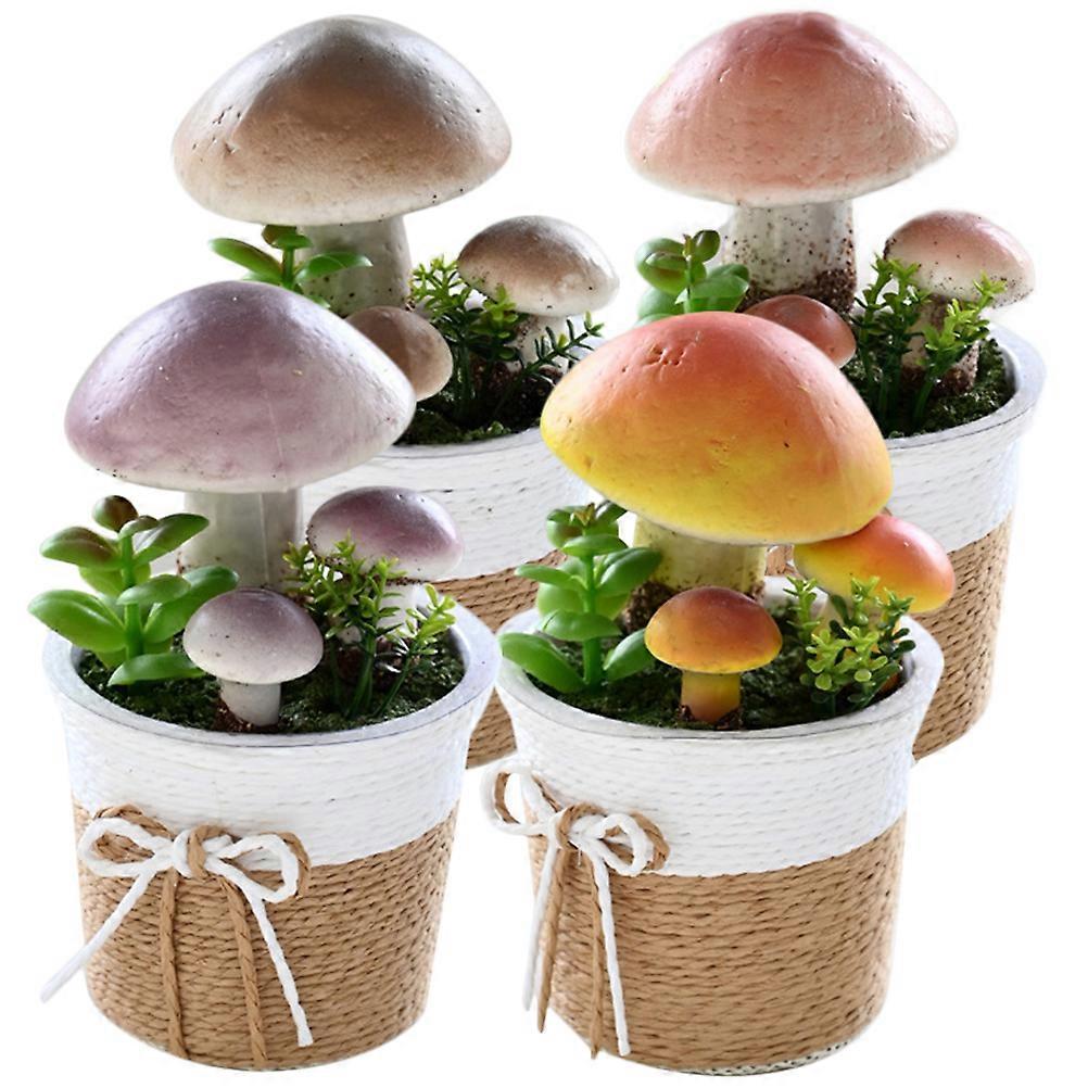 Lifelike Artificial Mushroom in Pot for Decoration Made of Plastic and Foam Assorted Pieces