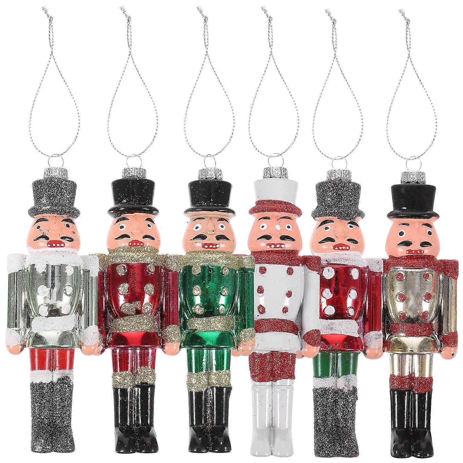 Nutcracker Crafts Plastic Nutcracker Soldier Puppet Doll Car Decoration Creative Nutcracker Design 2X4X12CM 6Pcs