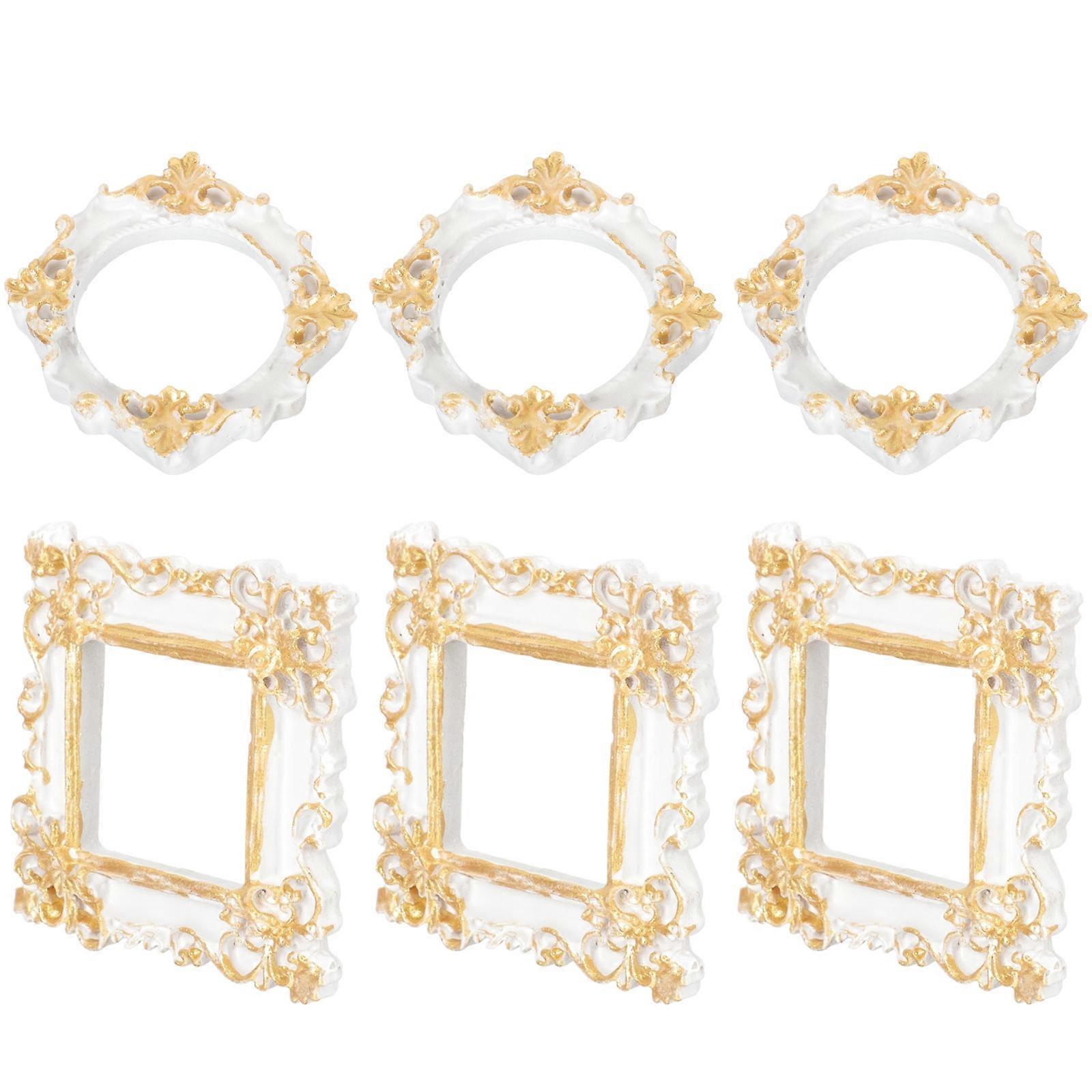 Mini Vintage Picture Frame 6Pcs Photo Display For Gallery Art Occasion Resin Material Square Shape Decoration